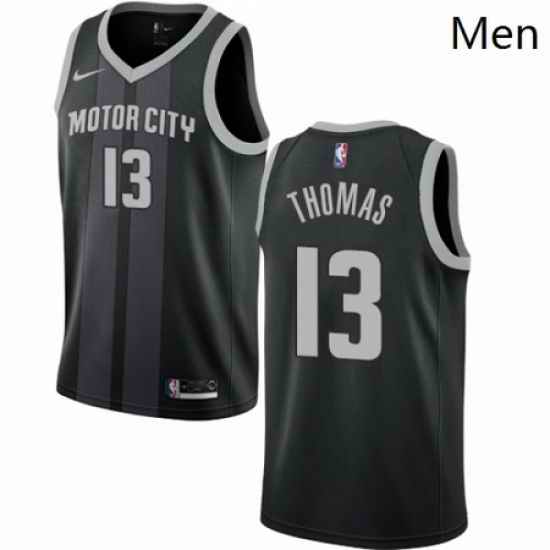 Mens Nike Detroit Pistons 13 Khyri Thomas Swingman Black NBA Jersey City Edition